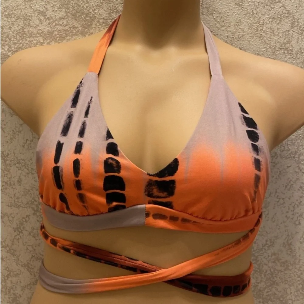 SHEIN Orange and Black Wrap Bikini